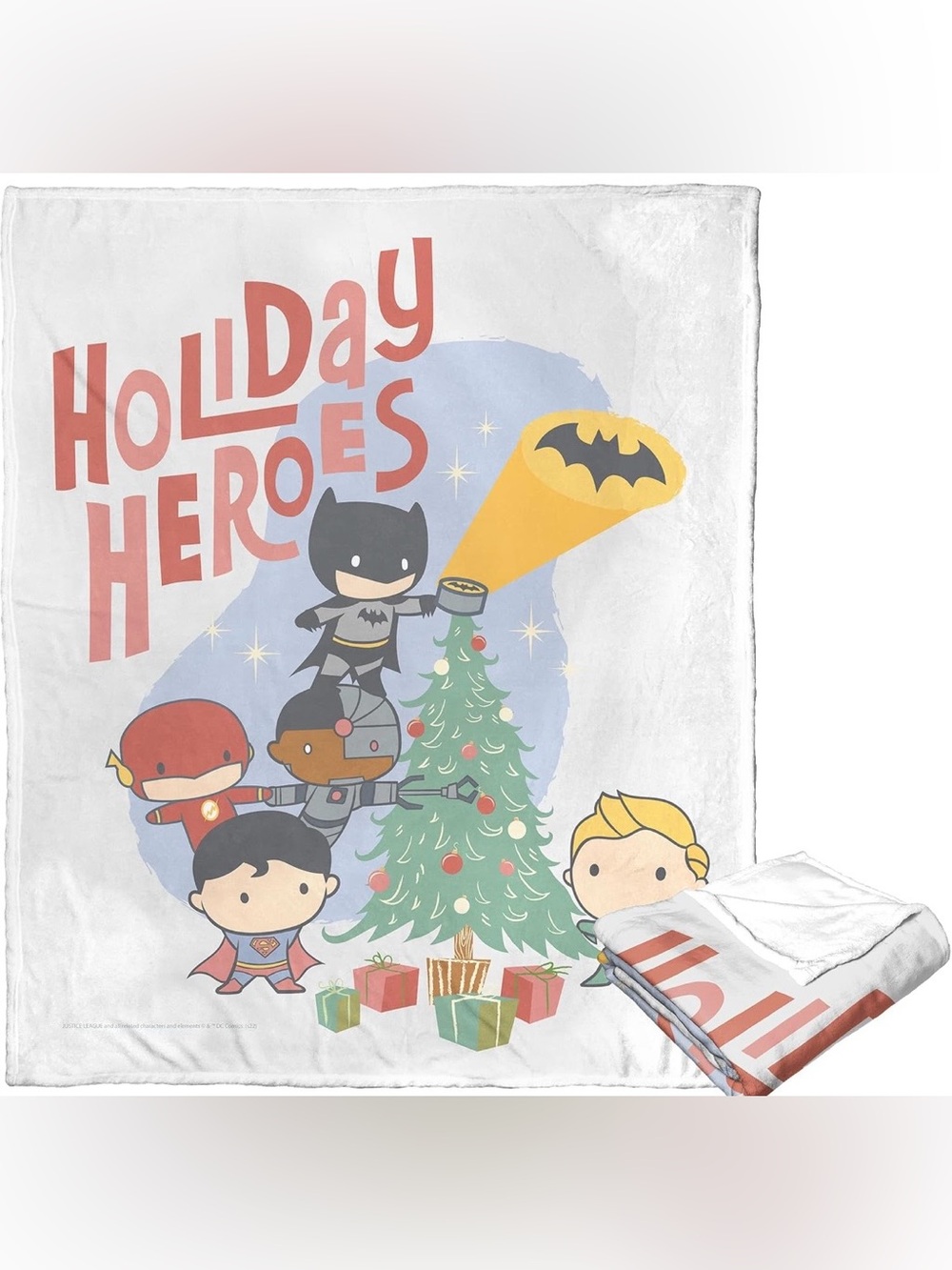 Holiday Heroes Super Hero Kids Throw Blanket - Batman, Superman, Flash - NEW